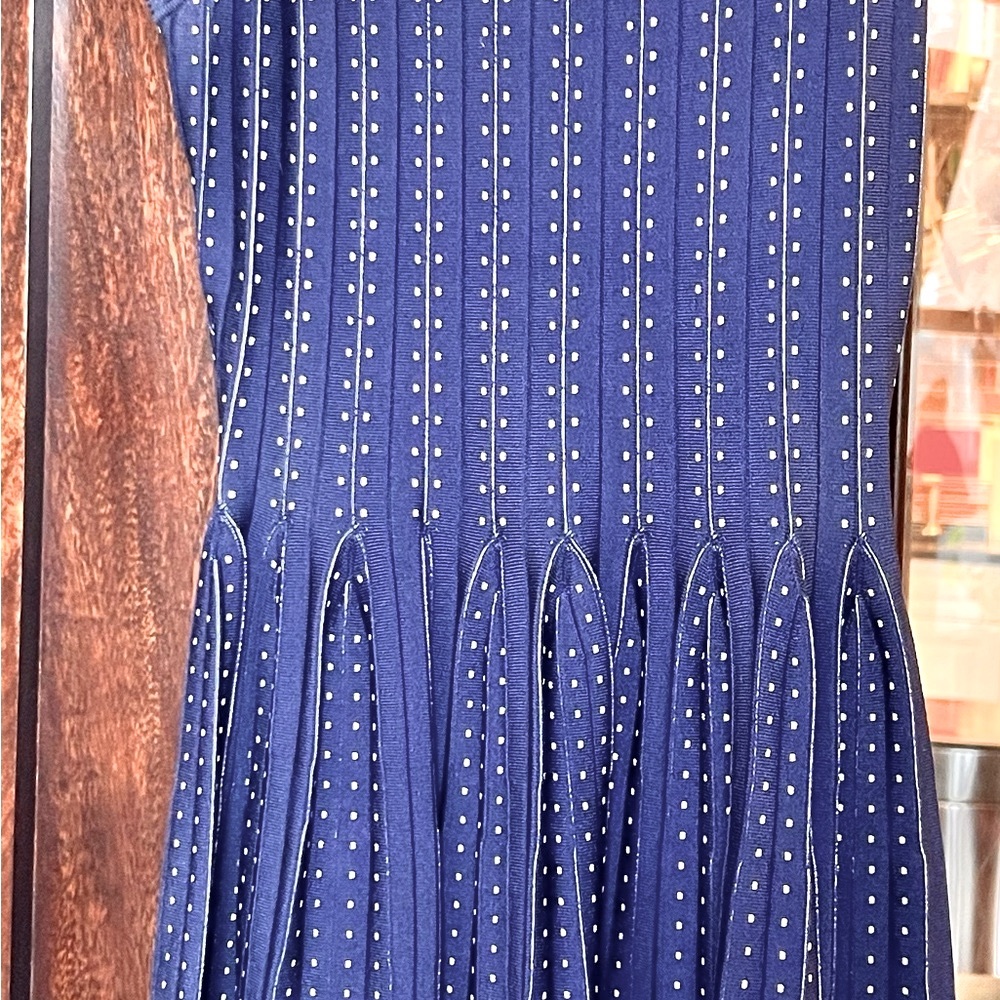 Milly pleated flare dress in NAVY color